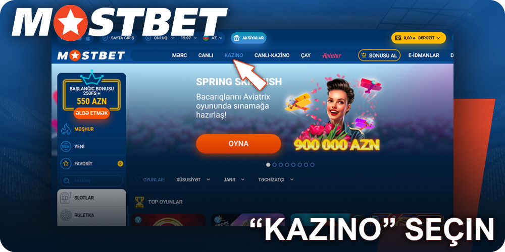 Mostbet kazino bölməsinə keçin